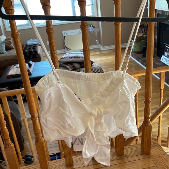 NWT Zara Silk Tie Blouse - Picture 2 of 5